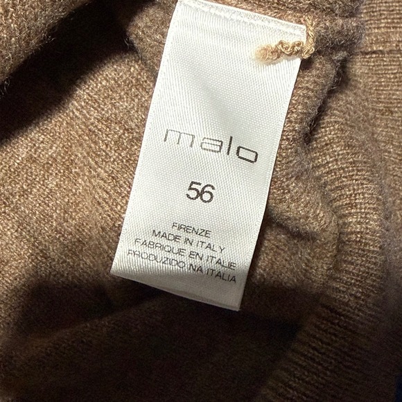 Malo 100 Cashmere Argyle Turtleneck Sweater Men Italian Size 56 Taupe - Picture 7 of 10